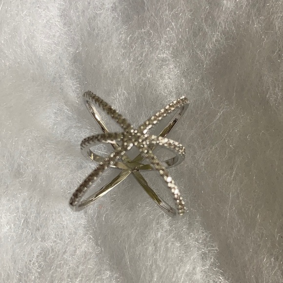 Criss Cross Fashion Ring with Genuine CZ's - Picture 3 of 4